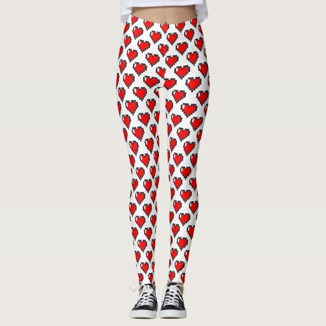 Leggings polainas de 8 bits del corazón (Anverso)
