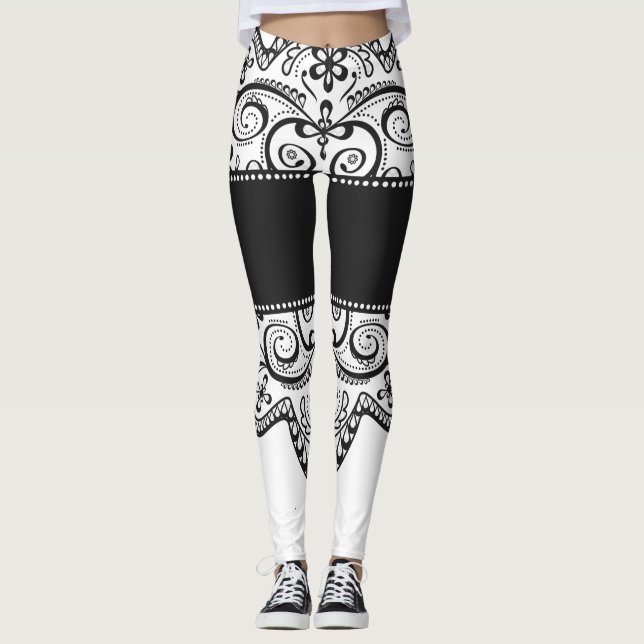 Leggings polainas de encaje blancas del negro del botín del (Anverso)