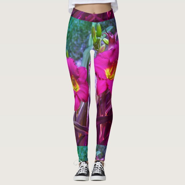 Leggings Polainas de encargo para mujer, lirios de día (Anverso)