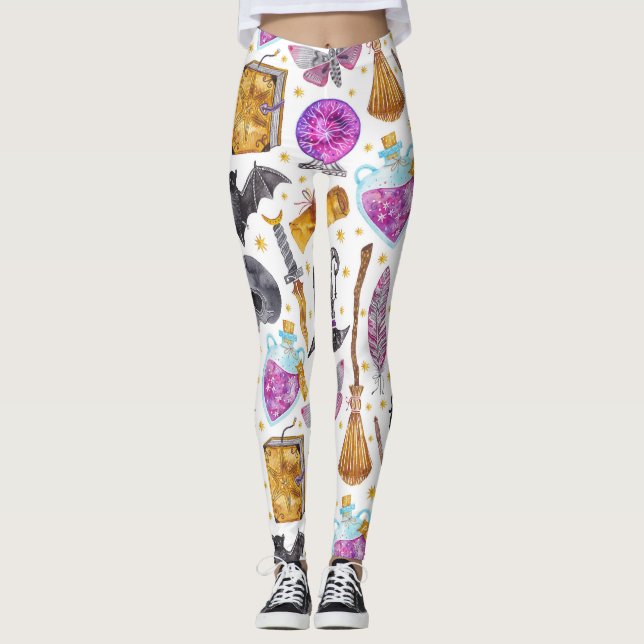Leggings Polainas de Halloween de la acuarela de la poción (Anverso)