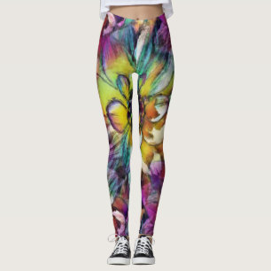 Leggings Polainas de la acuarela de la dalia
