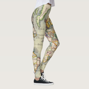 Leggings Polainas de la aventura del mapa del mundo del
