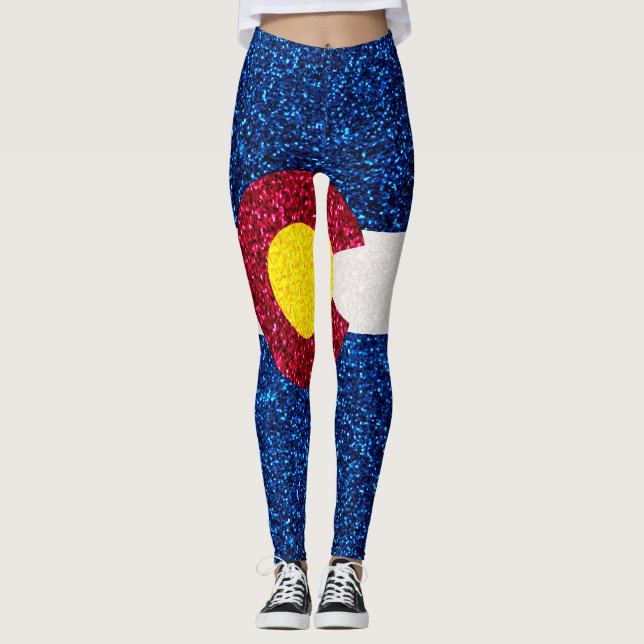 Leggings Polainas de la bandera de Colorado del purpurina (Anverso)