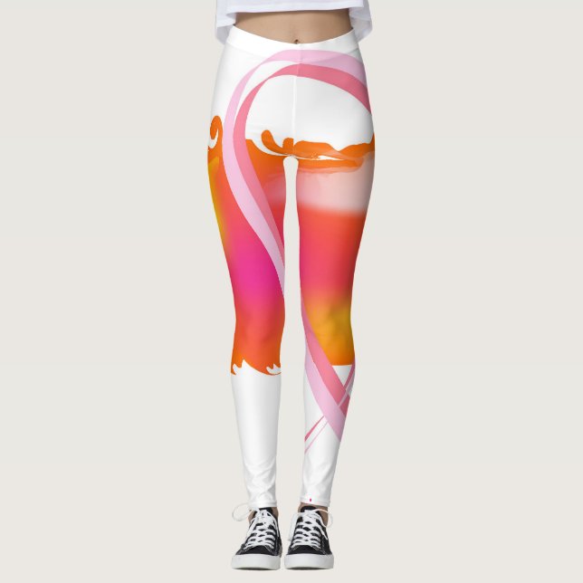 Leggings Polainas de la conciencia del cáncer de pecho (Anverso)