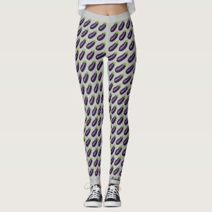 Leggings Polainas de la emoji de la berenjena