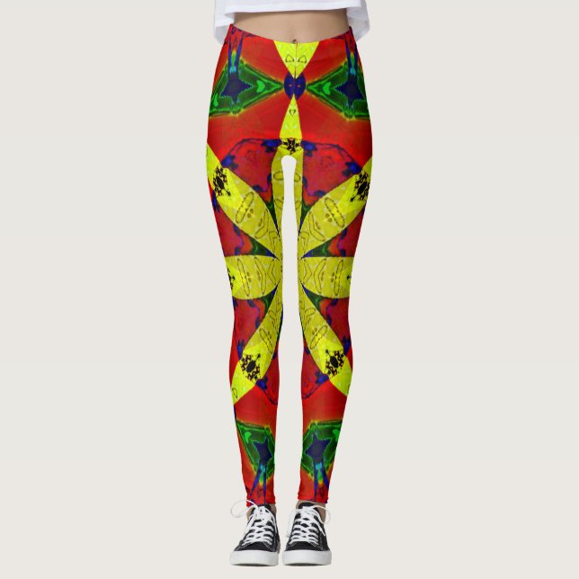 Leggings Polainas de la flor de la energía (Anverso)