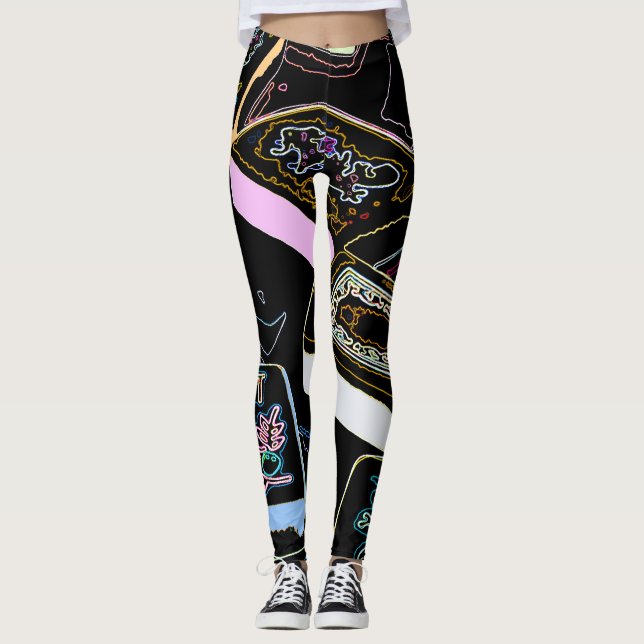 Leggings Polainas de la flor del Mah Jongg (Anverso)