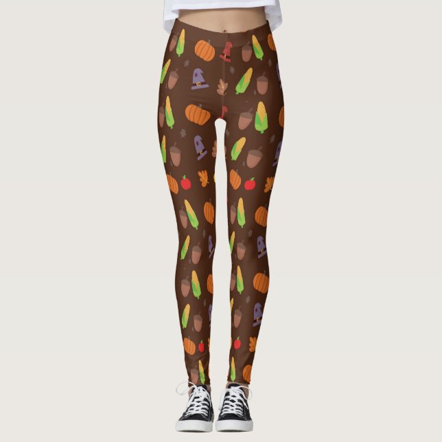 Leggings Polainas de la impresión de la acción de gracias (Anverso)