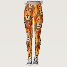 Leggings Polainas de la impresión de la cabeza del león