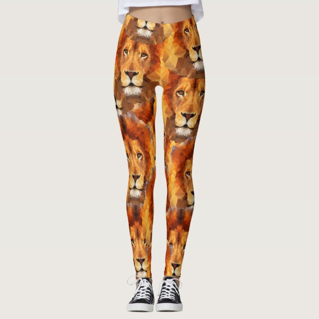 Leggings Polainas de la impresión de la cabeza del león (Anverso)
