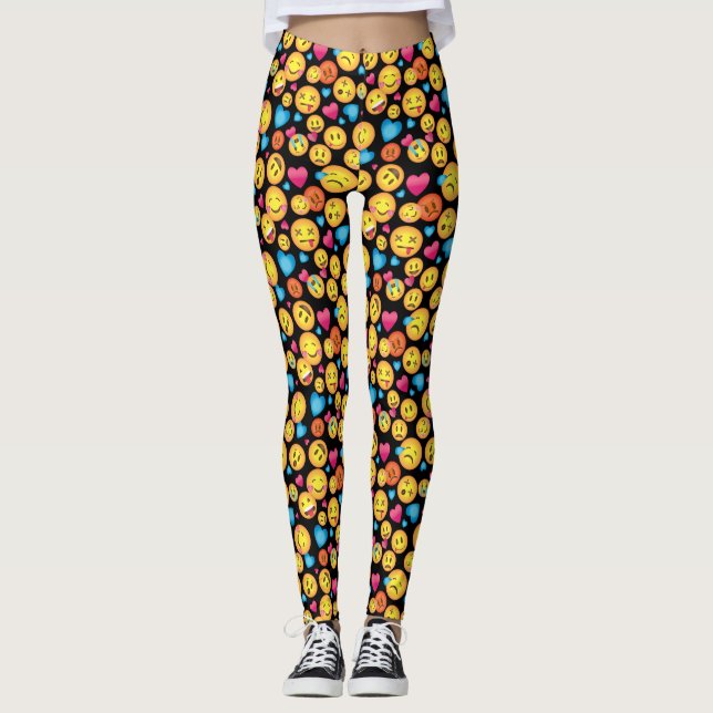 Leggings Polainas de la impresión de la emoji de la (Anverso)