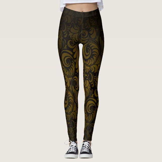 Leggings Polainas de la impresión de la hoja de la (Anverso)