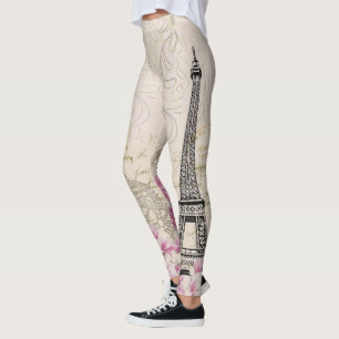 Leggings Polainas de la impresión de la torre Eiffel de