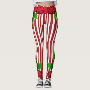Leggings Polainas de la impresión del bastón de caramelo