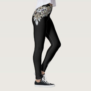 Leggings Polainas de la impresión del collar de diamantes