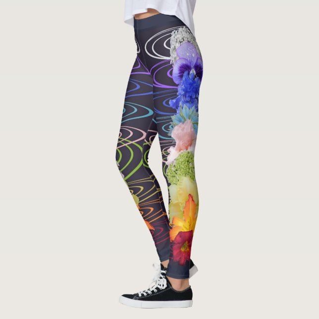 Leggings Polainas de la impresión del diseño floral de (Izquierda)