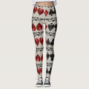 Leggings Polainas de la impresión del juego de la tarjeta