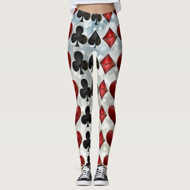 Leggings Polainas de la impresión del juego del naipe de (Anverso)