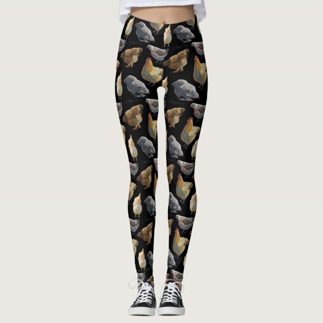 Leggings Polainas de la impresión del pollo (Anverso)
