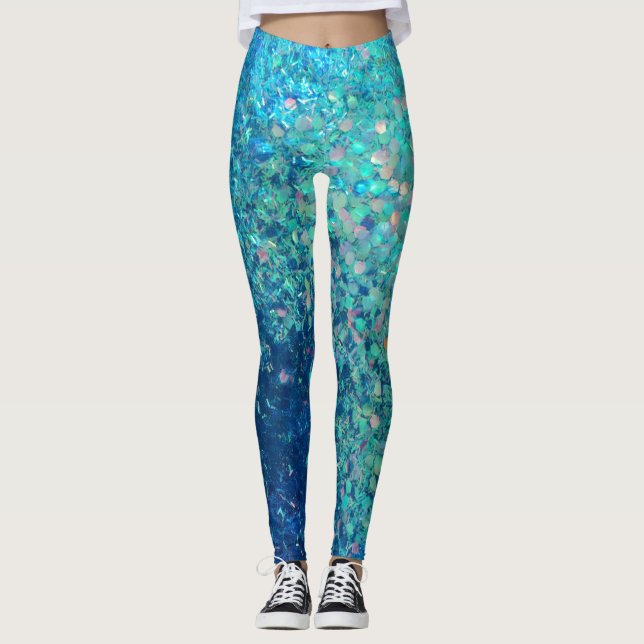 Leggings ¡Polainas de la impresión del purpurina del Glitz! (Anverso)