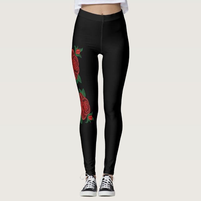 Leggings Polainas de la impresión del rosa (Anverso)