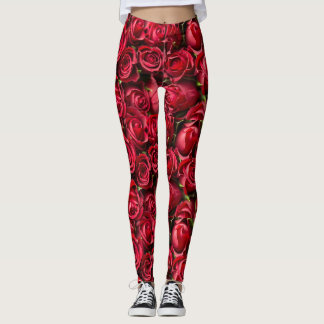 Leggings Polainas de la impresión del rosa rojo