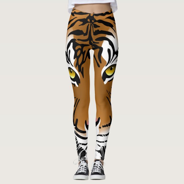 Leggings Polainas de la impresión del tigre (Anverso)