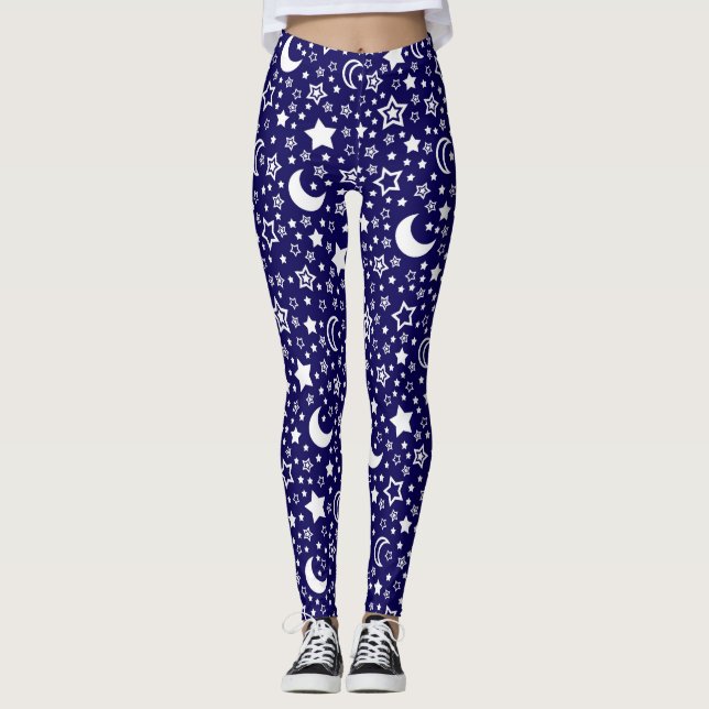 Leggings Polainas de la luna y de las estrellas para las (Anverso)
