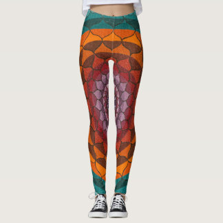 Leggings Polainas de la mandala de Lotus del naranja y de