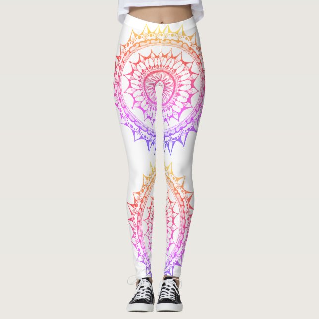 Leggings Polainas de la mandala del arco iris (Anverso)