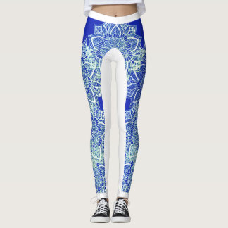 Leggings Polainas de la mandala del hielo del verde azul