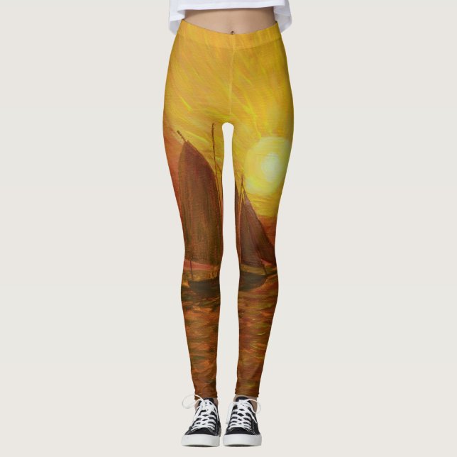 Leggings Polainas de la navegación de la puesta del sol de (Anverso)