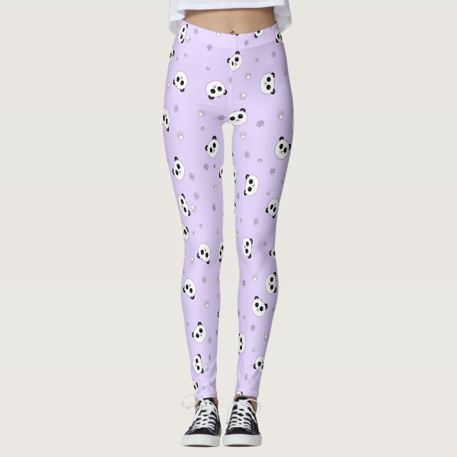 Leggings Polainas de la panda del | de la panda púrpura el (Anverso)