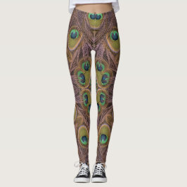 Leggings Polainas de la pluma del pavo real