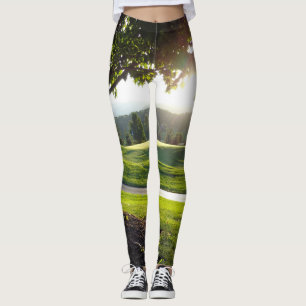 Leggings Polainas de la puesta del sol del campo de golf
