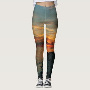Leggings Polainas de la puesta del sol del océano