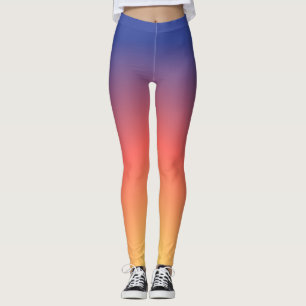 Leggings Polainas de la puesta del sol en azul, púrpura,