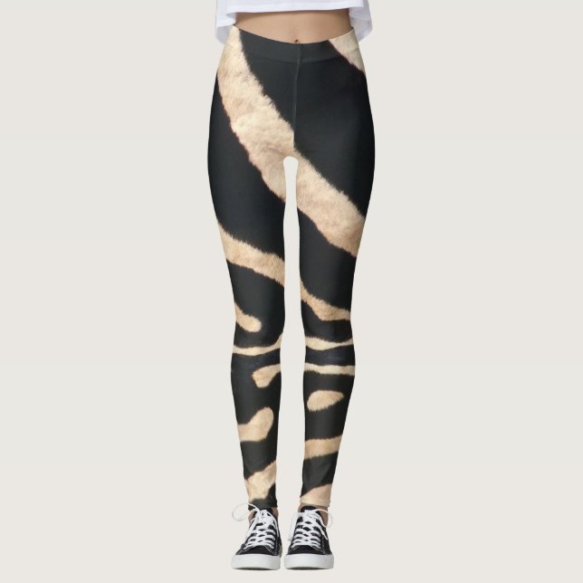 Leggings Polainas de la raya de la cebra (Anverso)