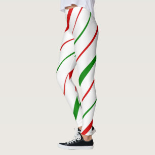 Leggings Polainas de la raya del bastón de caramelo