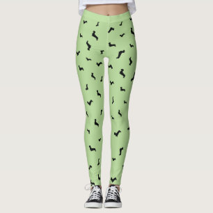Leggings Polainas de la silueta del negro del Dachshund del