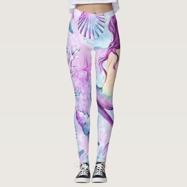 Leggings Polainas de la sirena, polainas para mujer, (Anverso)