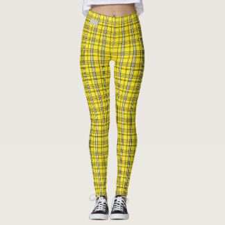 Leggings Polainas de la tela escocesa del amarillo de la