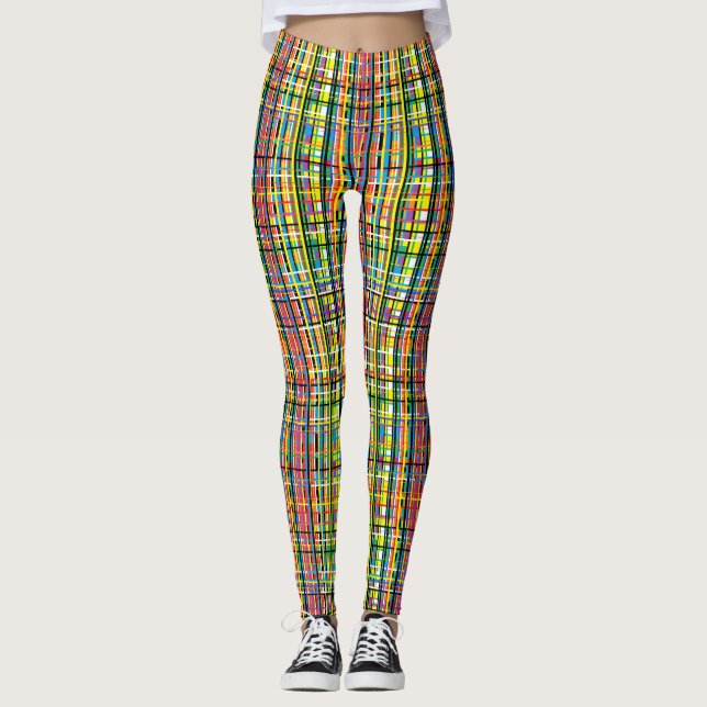 Leggings polainas de la tela escocesa del arco iris (Anverso)