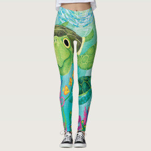 Leggings Polainas de la tortuga de mar