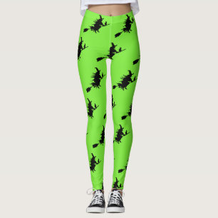 Leggings Polainas de la verde lima de la bruja del vuelo