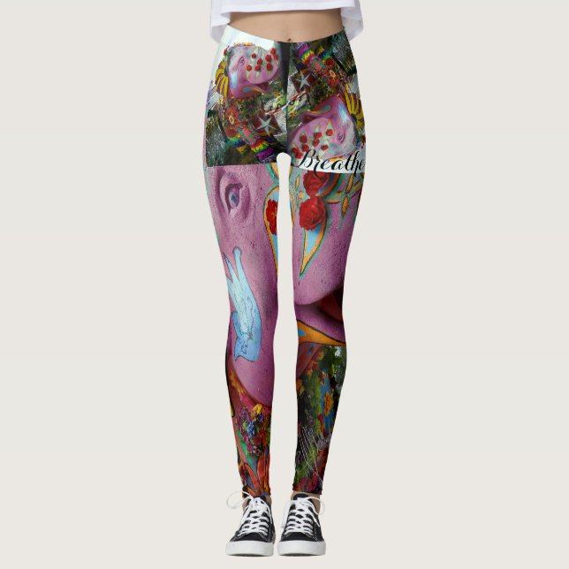 Leggings Polainas de la yoga de la paz del elefante (Anverso)