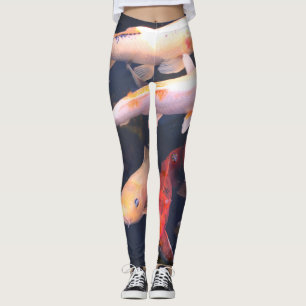 Leggings Polainas de la yoga de los pescados de Koi