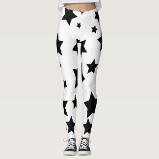 Leggings polainas de las estrellas del blanco y del negro