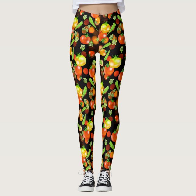 Leggings Polainas de las verduras del jardín del tomate y (Anverso)