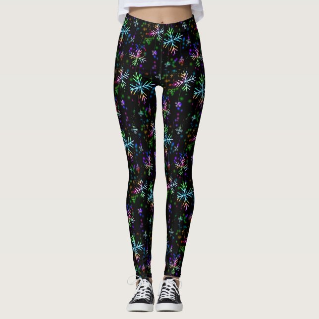 Leggings Polainas de los copos de nieve del navidad (Anverso)